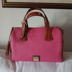 Dooney & Bourke Kendra Hot Pink and Brown Leather Satchel NWT